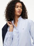 Blue Ruffle Collar Yarn Dyed Oxford Shirt  Women