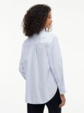 Blue Ruffle Collar Yarn Dyed Oxford Shirt  Women