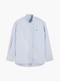 Blue Ruffle Collar Yarn Dyed Oxford Shirt  Women