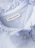 Blue Ruffle Collar Yarn Dyed Oxford Shirt  Women
