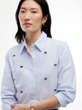 Blue Regular Fit Embellished Crest Oxford Shirt  Women
