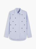 Blue Regular Fit Embellished Crest Oxford Shirt  Women