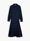 Blue Jacquard Midi Shirt Dress  Women