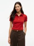 Red Slim Fit Gold-Tone Button Polo Shirt  Women