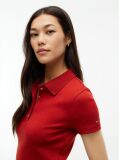Red Slim Fit Gold-Tone Button Polo Shirt  Women