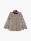 Multi Check Raglan Sleeve Relaxed Cape Coat  Women