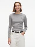 Γκρι Slim Μακρυμάνικο T-Shirt Με Κλασική Λαιμόκοψη  Γυναίκες