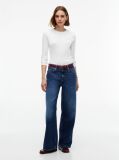 Μπεζ Slim Μακρυμάνικο T-Shirt Με Κλασική Λαιμόκοψη  Γυναίκες