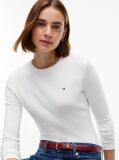 Μπεζ Slim Μακρυμάνικο T-Shirt Με Κλασική Λαιμόκοψη  Γυναίκες