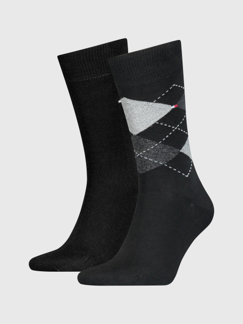 Black 2-Pack Check Socks  Men