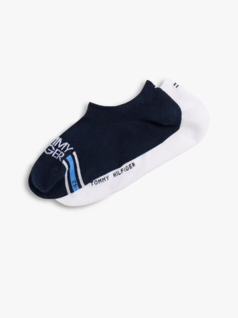 Blue 2-Pack Logo Stripe Footie Socks  Men