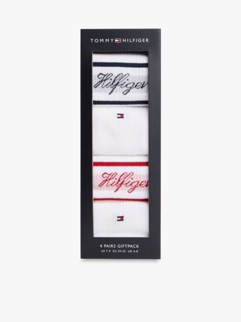 White 4-Pack Logo Ribbed Socks Gift Box  Men