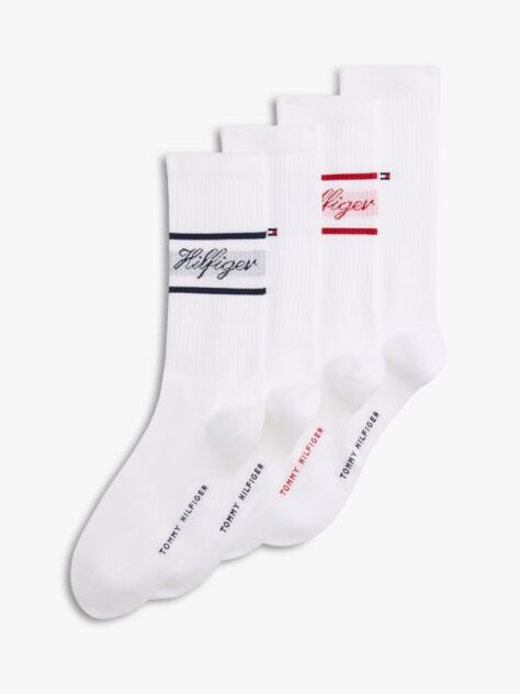 White 4-Pack Logo Ribbed Socks Gift Box  Men