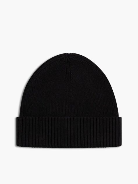 Black Hilfiger Flag Beanie With Cashmere  Men