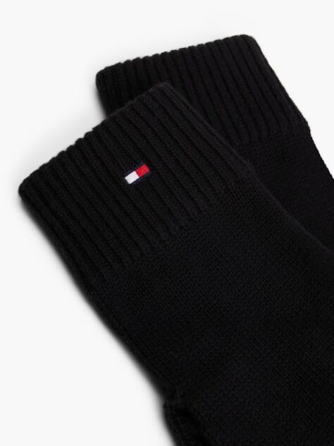 Black Hilfiger Flag Embroidery Gloves with Cashmere  Men