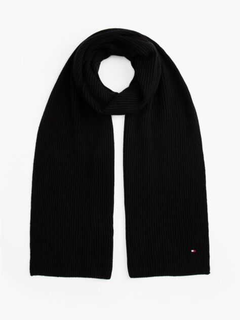 Black Hilfiger Flag Embroidery Scarf with Cashmere  Men