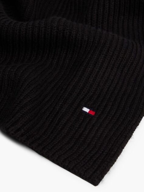 Black Hilfiger Flag Embroidery Scarf with Cashmere  Men