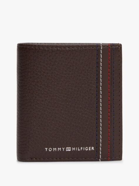 Brown Logo Pebble Grain Leather Trifold Wallet  Men
