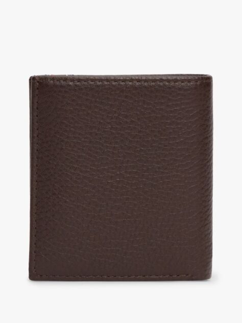 Brown Logo Pebble Grain Leather Trifold Wallet  Men