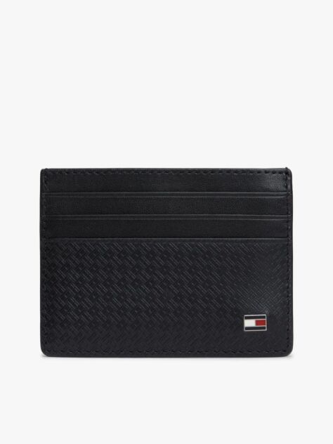 Black Embossed Flag Leather Credit Card Holder  Men