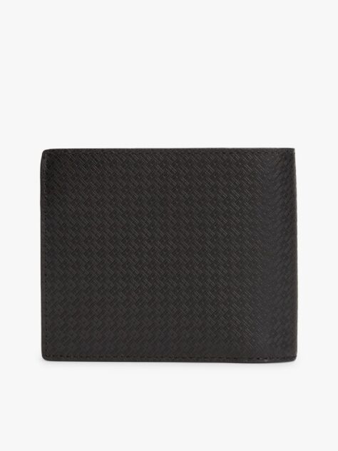 Black Embossed Flag Leather Card And Coin Wallet  Men