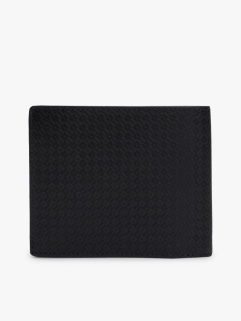 Black Embossed Flag Leather Card And Coin Wallet  Men