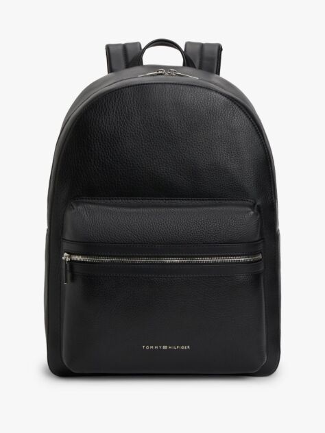 Black TH Business Premium Leather Dome Backpack  Men