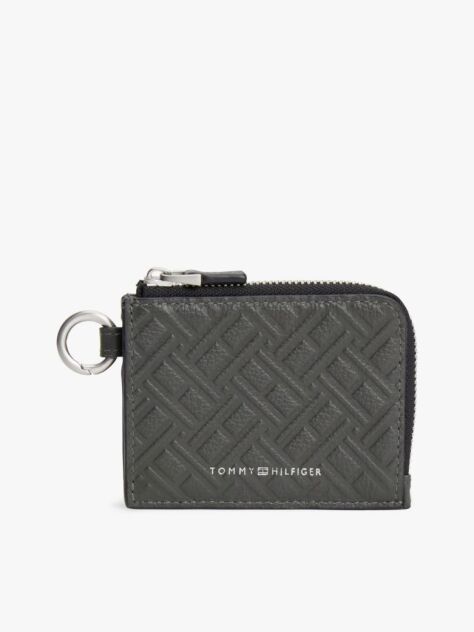 Grey Modern Leather Zip-Around Wallet  Men