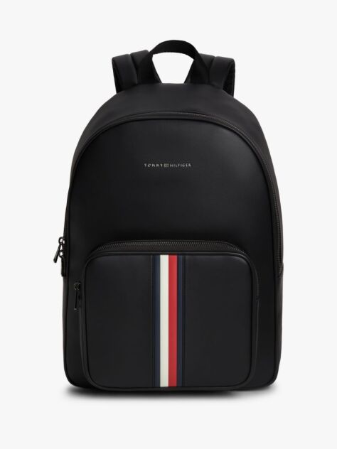Black Signature Tape Logo Dome Backpack  Men