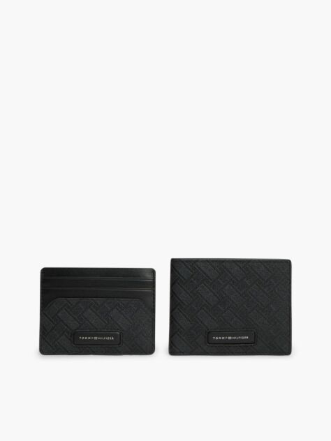 Black TH Monogram Leather Wallet And Card Holder Gift Box  Men
