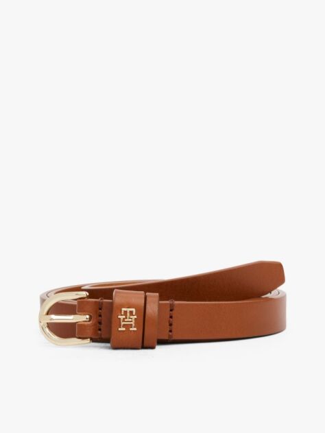 Brown Essential TH Monogram Leather Belt  Women