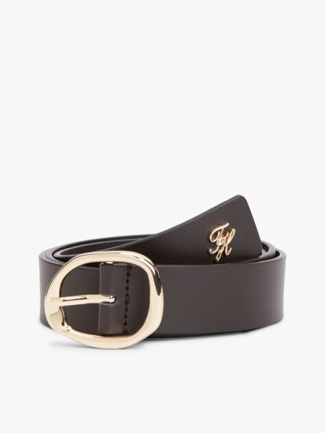 Brown Sculpted Buckle Leather Belt  Women