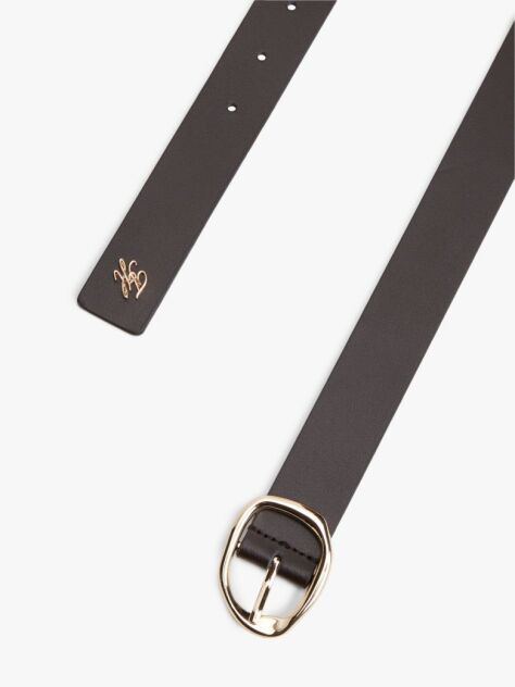 Brown Sculpted Buckle Leather Belt  Women