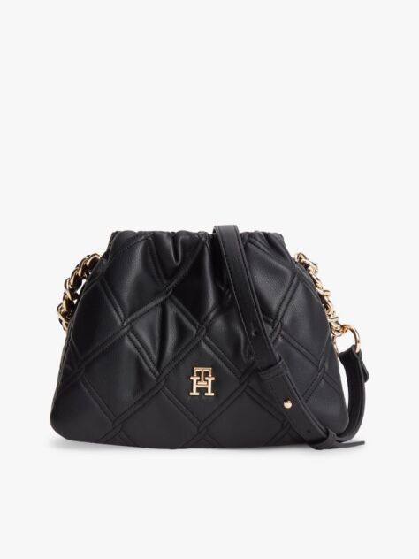 Black Quilted Chain TH Monogram Crossbody Bag  Women