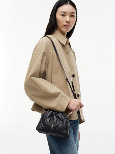 Black Quilted Chain TH Monogram Crossbody Bag  Women