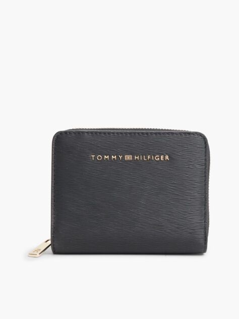 Black Modern Zip-Around Flap Wallet  Women