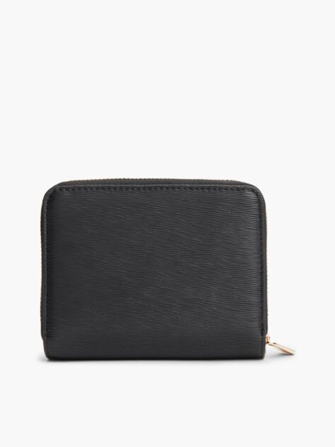 Black Modern Zip-Around Flap Wallet  Women