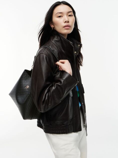 Black Hilfiger Icon Debossed Shoulder Bag  Women