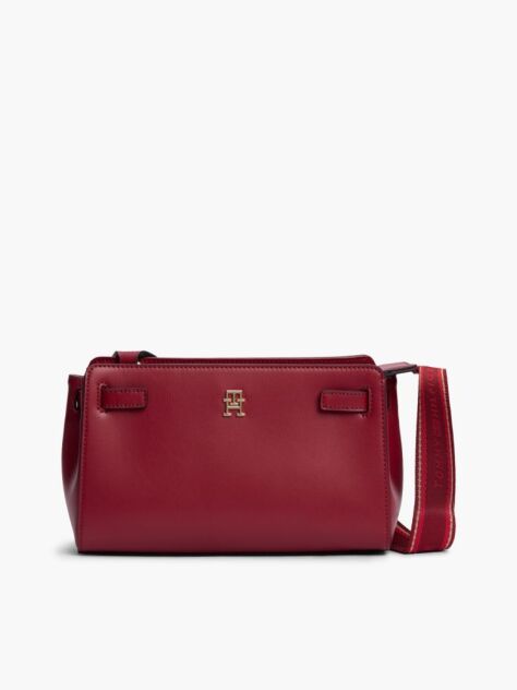 Red Webbing Strap TH Monogram Crossbody Bag  Women
