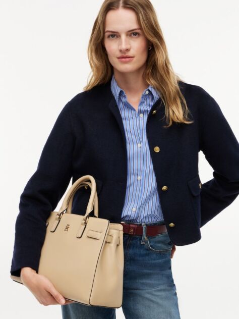 Beige TH Monogram Repeat Logo Crossbody Satchel  Women