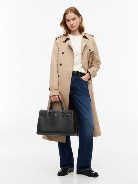 Black TH Monogram Repeat Logo Crossbody Satchel  Women