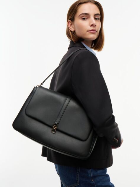 Black TH Monogram Crossbody Satchel  Women
