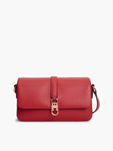 Red TH Monogram Flap Closure Crossbody Bag  Women