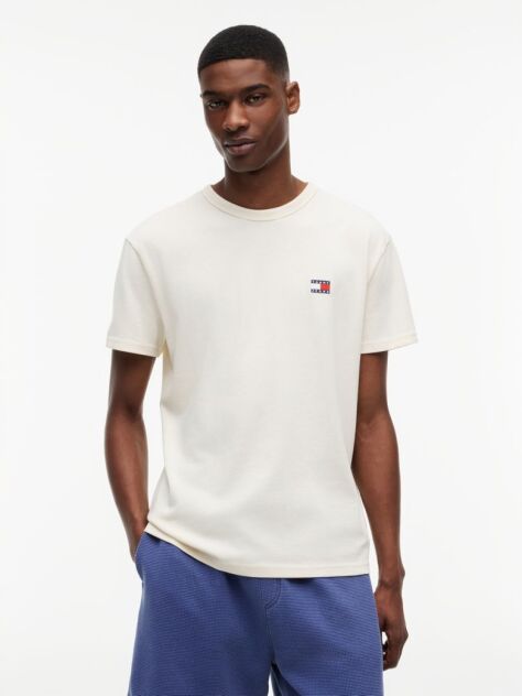 Beige Tommy Badge Crew Neck T-Shirt  Men