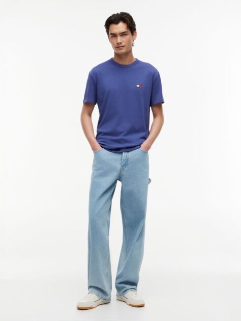 Blue Tommy Badge Crew Neck T-Shirt  Men