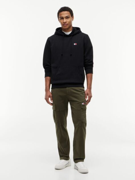 Black Tommy Badge Brushed Terry Hoody  Men