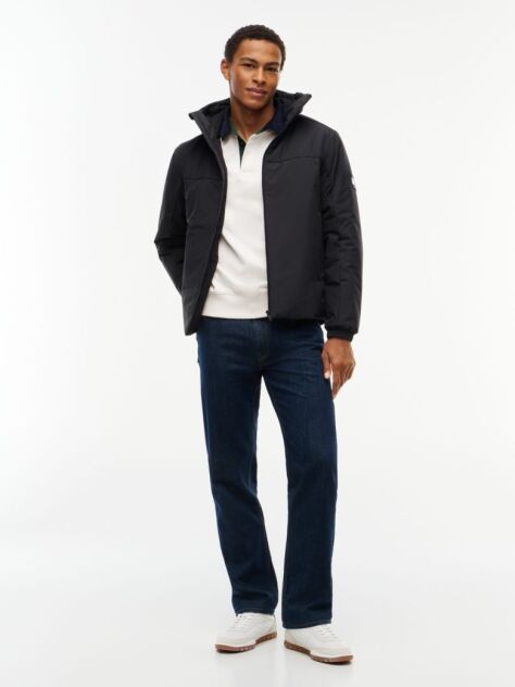 Black Water Repellent Ripstop Hooded Padded Jacket  Men