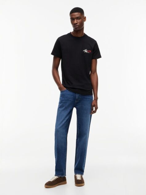 Black Signature Logo Slim Jersey T-Shirt  Men