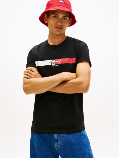 Black Signature Logo Jersey T-Shirt  Men