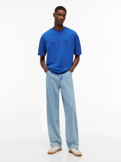 Blue Classic Tonal Logo Oversized T-Shirt  Men